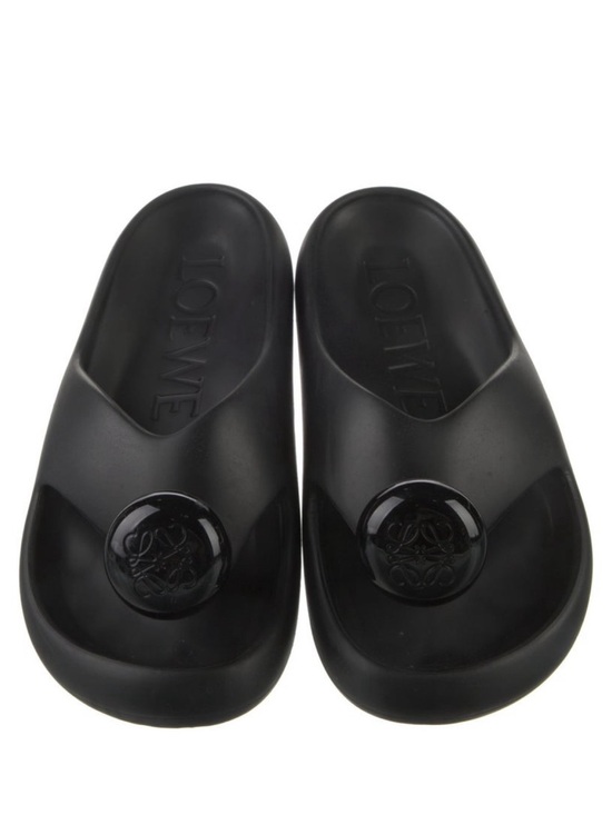 Loewe Shoes - Loewe Black Embossed Logo Slide Sandals NWT